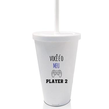 Imagem de Copo Com Tampa E Canudo Branco - Player 2