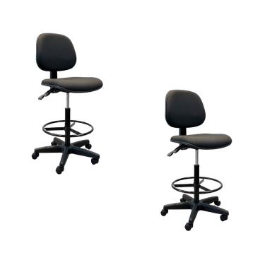 Imagem de Kit 2 Cadeiras Caixa Alta Oficial Operativa Ergonômica NR17