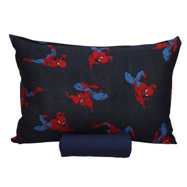 Imagem de Jogo de Cama Portallar Solteiro Malha 100% Algodão Disney Marvel Spider Talk Blue 2 Pçs Azul