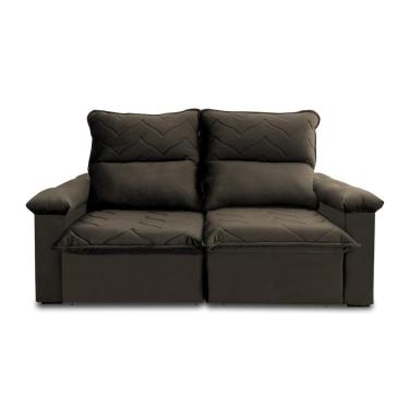 Imagem de Sofá Retrátil Reclinável Paris 1,80m Suede Velut Marrom Claro Molas No Assento - King House