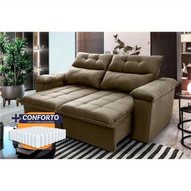 Imagem de Sofá Retrátil Reclinável Verona 1,50m Suede Velut Bege Molas Ensacadas - King House