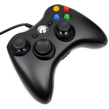 Imagem de Controle Usb Com Fio Preto Xbox360 Vídeo Game Computador