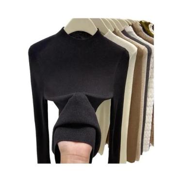 Imagem de Suéter Feminino Slim Fit De Gola Alta Quente Casual Outono Inverno Pul