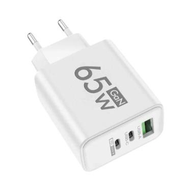 Imagem de Carregador Rápido GaN USB C De 65W, Adaptador De Parede PD3.0 Com 3 Po