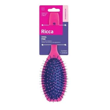 Imagem de Escova De Cabelo Oval Almofadada Pink Ricca - BELLIZ