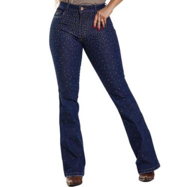 Imagem de Calça Country Feminina Jeans Flare Premium PLUS SIZE Sky Escuro com Bo
