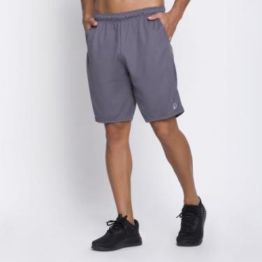 Imagem de Bermuda Esportiva Masculina Dry Fit Com Bolso Selene 25110, G, Chumbo