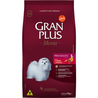 Imagem de Ração GranPlus Menu Carne e Arroz para Cães Adultos Mini - 15 Kg