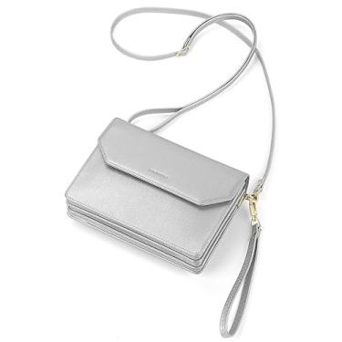 Imagem de nuoku Bolsa pequena clutch para mulheres, bolsa de pulso noturna, carteira fofa de couro PU transversal, Prata