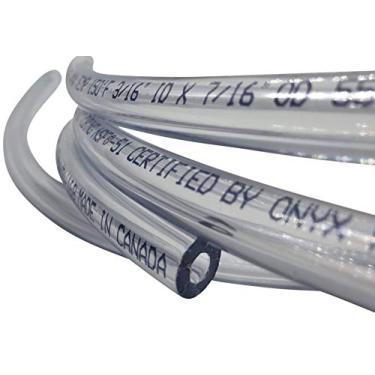Imagem de 3/16" ID (5 mm) 7/16" OD (11 mm) Certificado Seguro para Alimentos (NSF 51) Tubo de PVC de vinil Multiuso para Linha de Cerveja, Kegerator, Fabricação de Vinhos, Aquaponias, Mangueira de Ar, Transparente (3 pés)