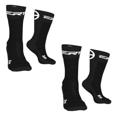 Imagem de Kit 2 pares meia esportiva ciclismo corrida cano médio ERT, Preto, Úni