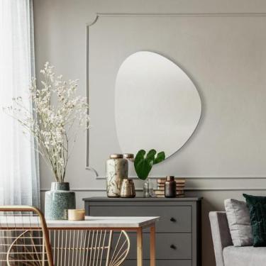 Imagem de Espelho Decorativo Orgânico Lapidado 70x58 Moderno - com suporte para 