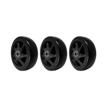Imagem de Kit 3 un roda pvc preto 5 pol 110kg p/ rodízio - AJAX