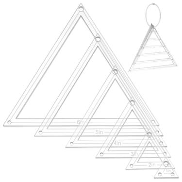 Imagem de NBEADS 6 peças, 6 tamanhos, modelo de costura de acrílico transparente, réguas de acrílico para acolchoar, modelo triangular com anéis de encadernação de ferro para costura, artesanato, orifício: 3,5