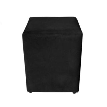 Imagem de Puf Puff Dado Quadrado Suede Preto Para Sala Recepção Luxo