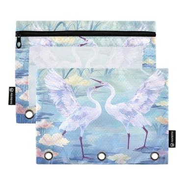 Imagem de Wassud White Egrets Dancing 2 Pastas de fichário com 3 furos, pasta organizadora de arquivos para casa, escritório