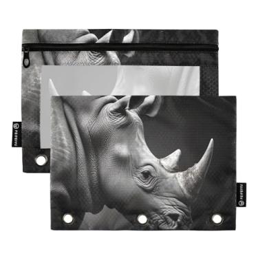 Imagem de Wassud Black Rhinoceros Pacote com 2 Pastas de Fichário Pastas de Bolso com 3 Furos, Pasta Organizadora de Fichários para Casa, Escritório