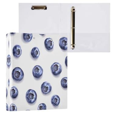 Imagem de Qilmy Organizador de fichário redondo de mirtilos frescos, fichário de 3 anéis com prancheta (carta A4), fichário fofo para material de escritório escolar 10