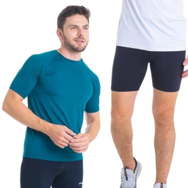 Imagem de Conjunto Camiseta Curta e Bermuda Térmica Segunda Pele Trygg Proteção UV50+ (GG, Verde - Preta)