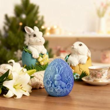 Imagem de 3 moldes de vela de coelho de ovo de Páscoa, moldes de silicone de coelho fofo para fazer velas de aromaterapia e sabão de cera artesanal, moldes de fundição de resina epóxi para artesanato de resina