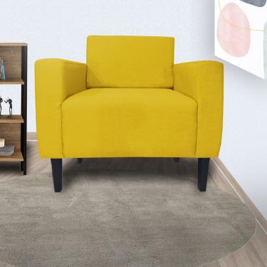 Imagem de Poltrona Estofada Para Quarto Closet Leticia Slim Suede Amarelo - LM DECOR