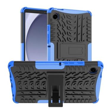Imagem de Capa protetora resistente Capa para tablet compatível com Samsung Galaxy Tab A9 8,7 polegadas modelo 2023 (SM-X110/SM-X115) Textura de pneu TPU à prova de choque + capa protetora de PC com suporte de