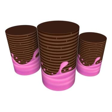 Imagem de Trio Capas De Cilindro C/ Elástico Candy Land Doces - Fadrix