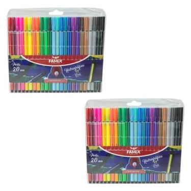Imagem de Kit 2un Caneta Hidrografica X Ponta 2.0mm Com 24 Cores Famix