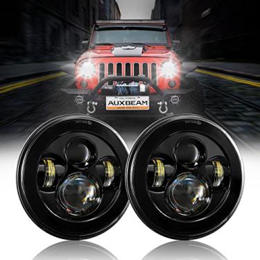 Imagem de Auxbeam Faróis de LED redondos de 17,8 cm de substituição para Jeep Wrangler JK TJ LJ CJ Rubicon Sport Sahara Hummer H1 H2, faróis de LED de 18 cm para faróis ilimitados JKU Peterbilt Ford H6024,