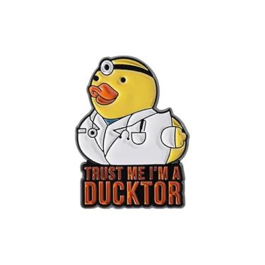 Imagem de Broche criativo de pato dentista médico broche esmaltado "Trust Me I'm A Ducktor" novidade engraçado fofo animal médico lapela broches de pato desenhos animados mochilas jaquetas crachá acessórios de