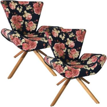 Imagem de Kit Duas Poltronas Elegance Base Giratória Ferro e Madeira Imperial Ma