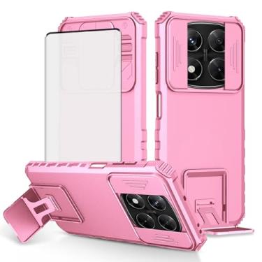 Imagem de Asuwish Capa de celular para Xiaomi Redmi Note 14 Pro 4G com protetor de tela de vidro temperado e capa de câmera deslizante com suporte, suporte fino, protetor híbrido, acessórios para celular 14Pro