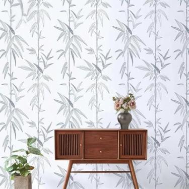 Imagem de Papel de parede com efeito vegetal retrô decoração de armário quarto e sala de estar autoadesivo papel de parede impermeável bambu 44 * 1000 cm
