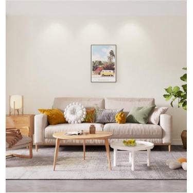 Imagem de ESSMOKO Papel de parede de linho texturizado não tecido impermeável e resistente a manchas papel de parede autoadesivo para sala de estar e quarto bege 53 * 950 cm