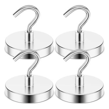 Imagem de Gancho Magnético para Geladeira Sem Furaco Marcação Adesivo de Suspensão atrás da Porta - NE36 4 pacotes