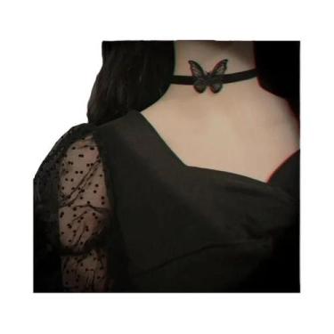 Imagem de Colar Choker Vintage De Veludo Rosa Com Franjas, Acessório De Moda Gót