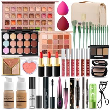 Imagem de SHELAKIN Kit Completo de Maquiagem All in One para Mulheres - Profissional, Viagem, com Paletas, Batons, Pincéis e Máscara