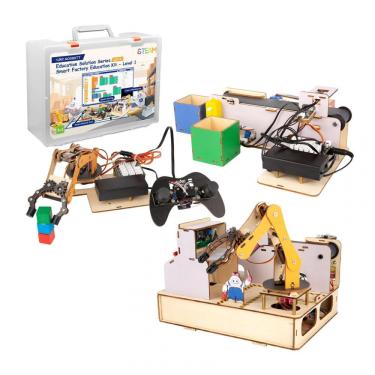 Imagem de Kit fábrica inteligente ACEBOTT QE031 ESP32 IoT com braço robótico esteira sensores quebra-cabeça 3D em madeira para STEM