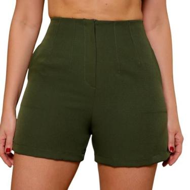 Imagem de Short Alfaiataria Moda Feminina - Laura e-Commerce, Verde militar, M