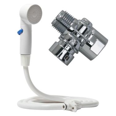 Imagem de Rinse Ace Encaixe 'N Spray mangueira de chuveiro de conexão rápida e destacável com pulverizador liga/desliga, branco, 1,8 m