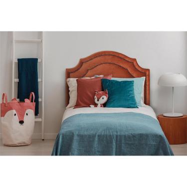 Imagem de Cabeceira Solteiro Provençal Dupla 90x60 Veludo Terracota - Tachas Fumê