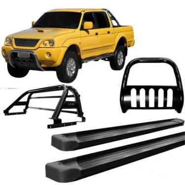 Imagem de Kit Quebra Mato Estribo Plataforma Santo Antônio L200 2004 Preto - HOZ