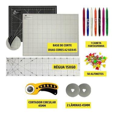 Imagem de Base De Corte Preta E Cinza Régua 15x60 Cortador 45 +2 Disco - Artmak