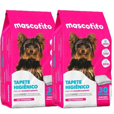 Imagem de Combo 2 Tapete Higiênico Mascotito 60x55cm C/30 Unidades