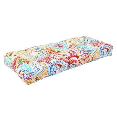 Imagem de FUNHOME Almofada de banco para ambientes externos 114 x 45 cm com aderências antiderrapantes, almofada de balanço de varanda resistente à água, almofadas de almofada de banco, almofadas com tufos