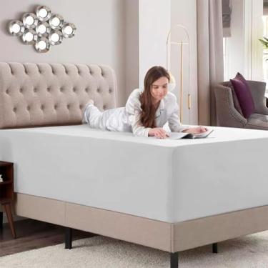 Imagem de Lençol Avulso Com Elástico, em Tecido Percal Flex, King Branco-LE