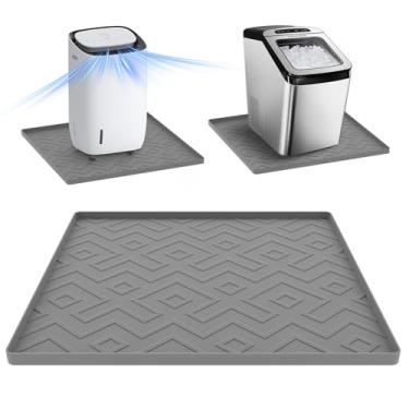 Imagem de Tapete de silicone portátil para ar condicionado com bordas elevadas, 50 cm x 50 cm x 0,10 cm – almofada impermeável para evitar vazamentos e danos ao chão – ideal para máquinas de gelo