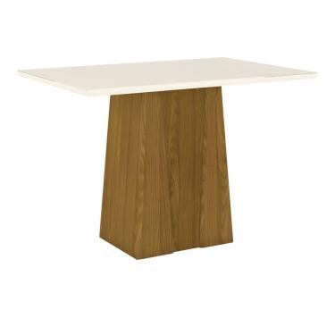 Imagem de Mesa De Jantar Tampo Mdf Canto Reto 120 Cm Orus Henn Nature Com Off White