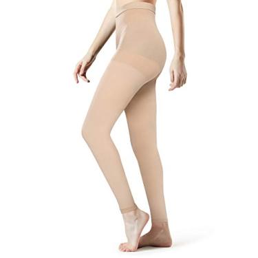 Imagem de Meia-calça de compressão médica masculina – Meias de compressão opacas 20-30 mmHg firmes e com suporte graduado, Footless Beige, Small