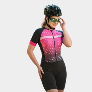 Imagem de Macaquinho de Ciclismo Feminino Forro Espuma Manga Curta Proteção Uv R